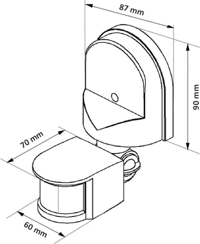 Sensor lëvizjeje Maclean MCE25, i montuar në mur, 180°, 1200W, Gri