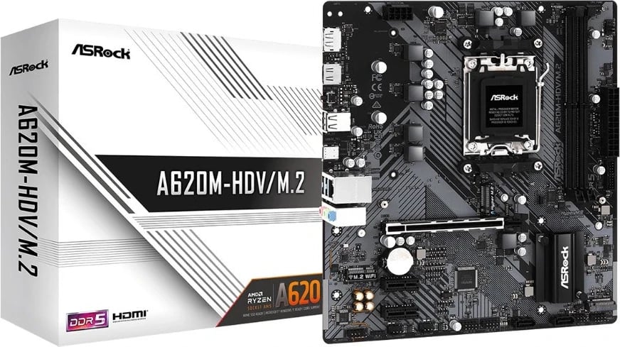 Pllakë amë Asrock A620M-HDV/M.2, AMD A620, Socket AM5, micro ATX