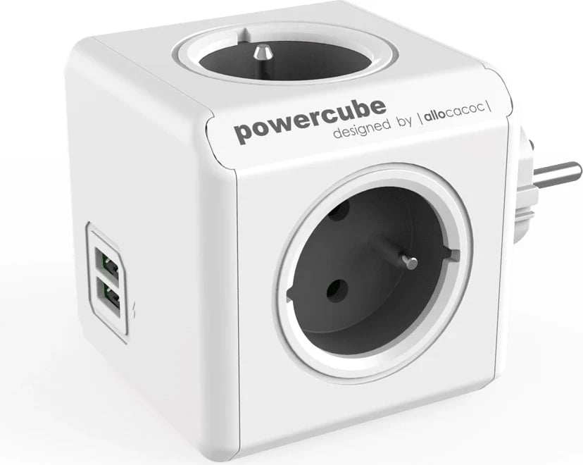 PowerCube Original, 4 hyrje dhe 2 USB, gri