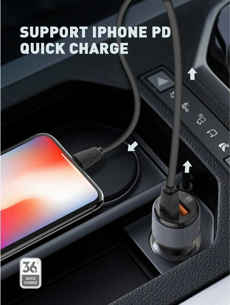 Karikues për veturë Ldnio 36W Dual USB Ports Fast Car charger