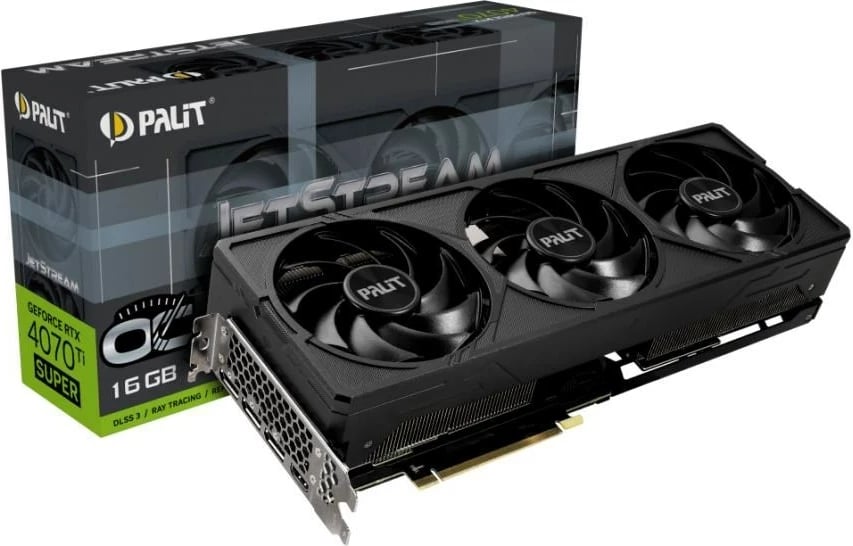 Kartelë grafike Palit GeForce RTX 4070 Ti SUPER JetStream OC, 16 GB, E zezë