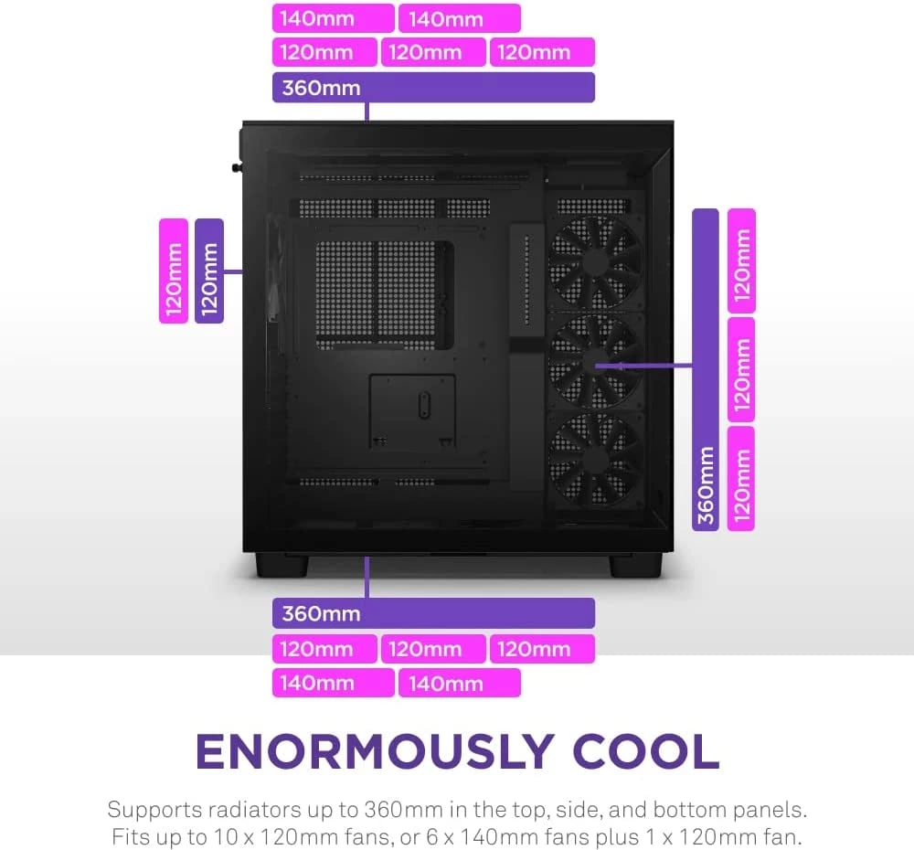 Kasë kompjuteri NZXT H9 Flow (CM-H91FB-01) - e zezë