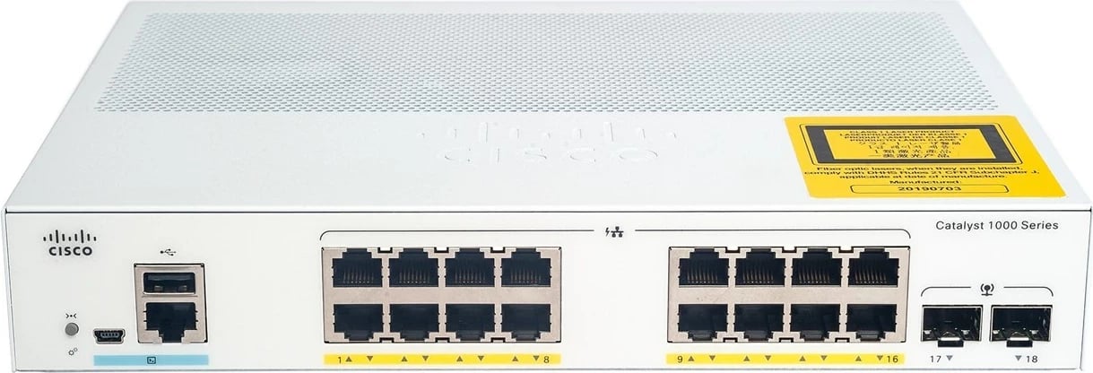 Switch Cisco Catalyst 1000, 16 porta GE, 2x1G SFP