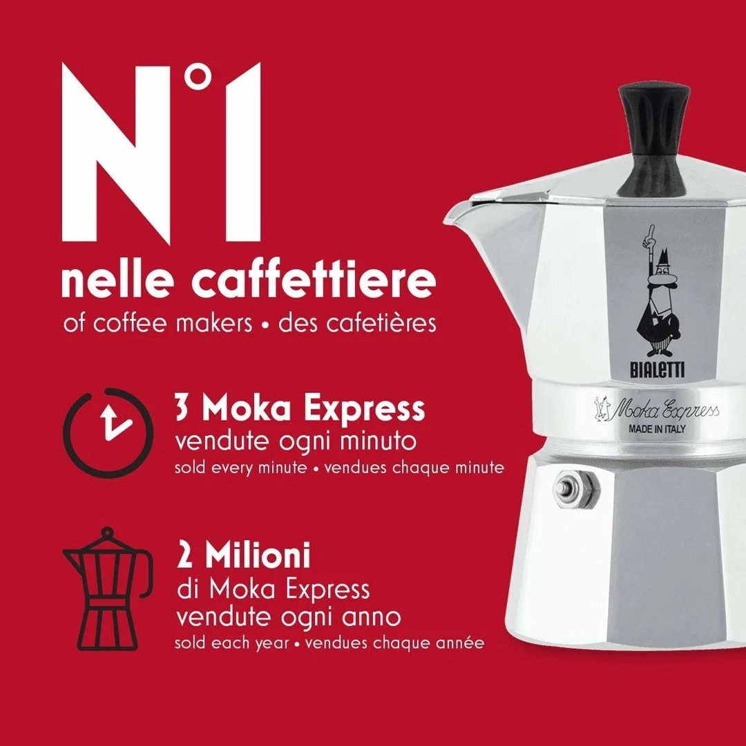 Kafjezë Bialetti Moka Express, Alumin, Zi