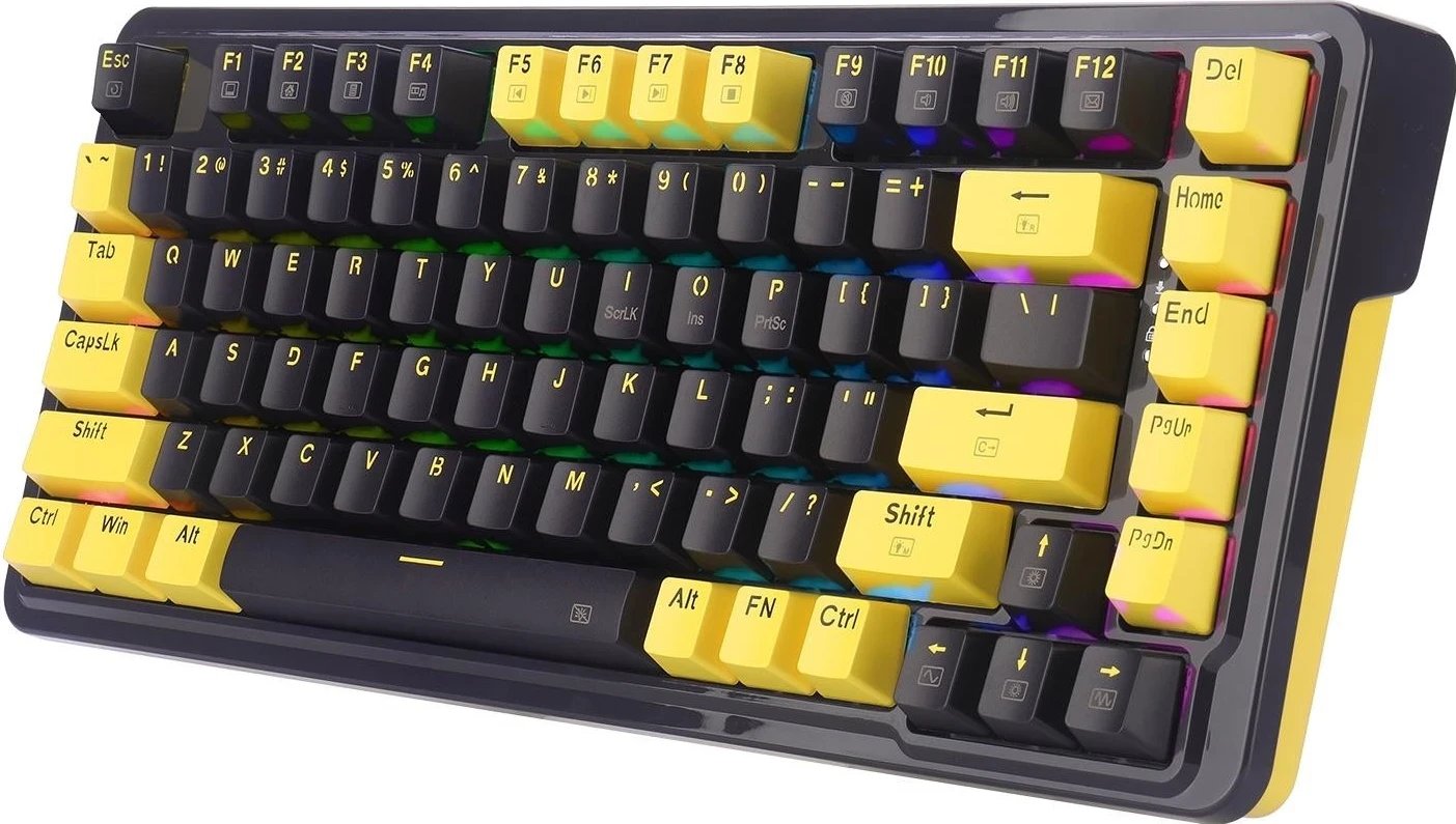 Tastierë mekanike Redragon K649PY-RGB, RGB, 82 taste, e zezë-verdhë