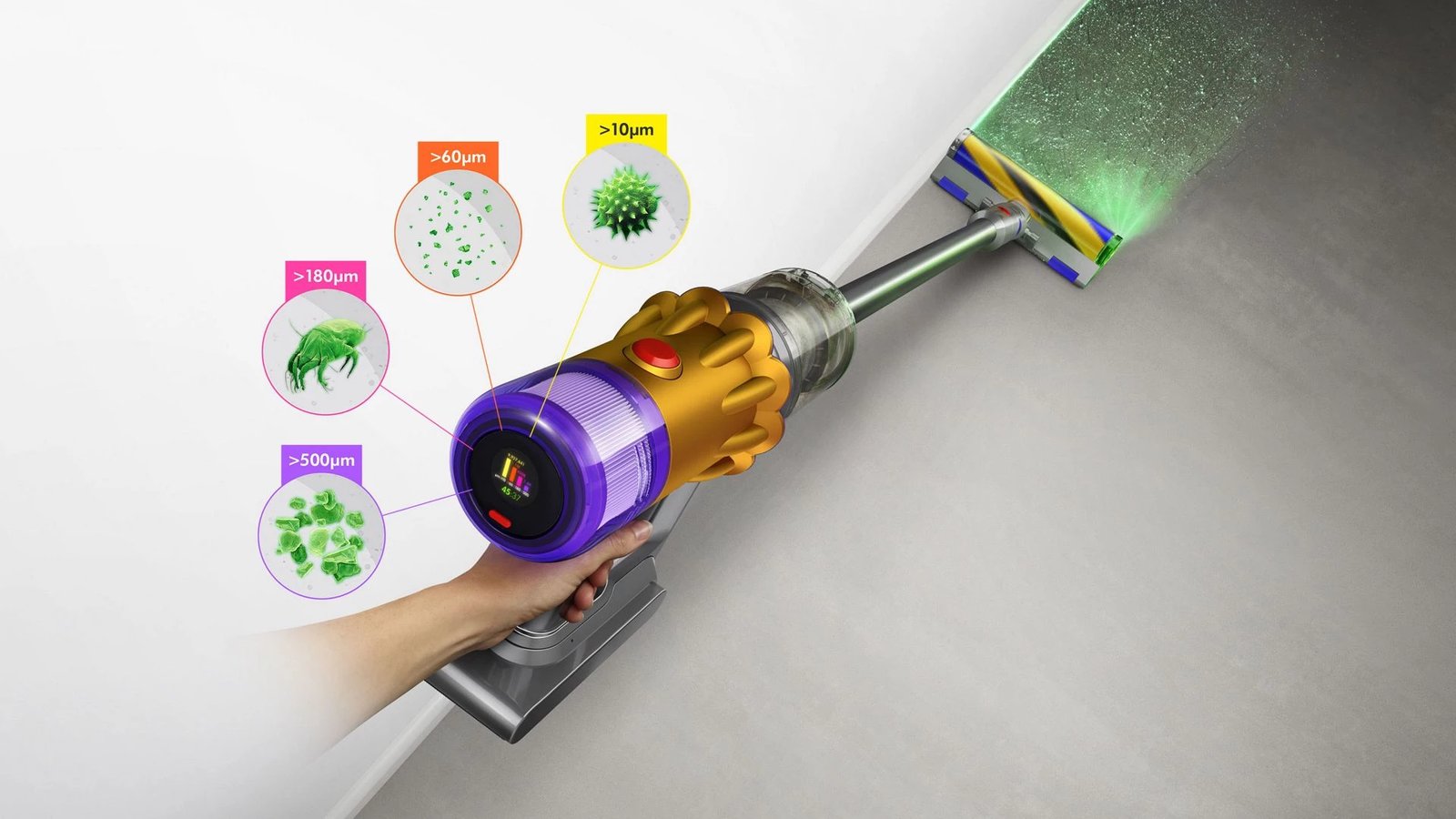 Fshesë me korrent DYSON V12 Detect Slim Absolute, Nickel, e verdhë