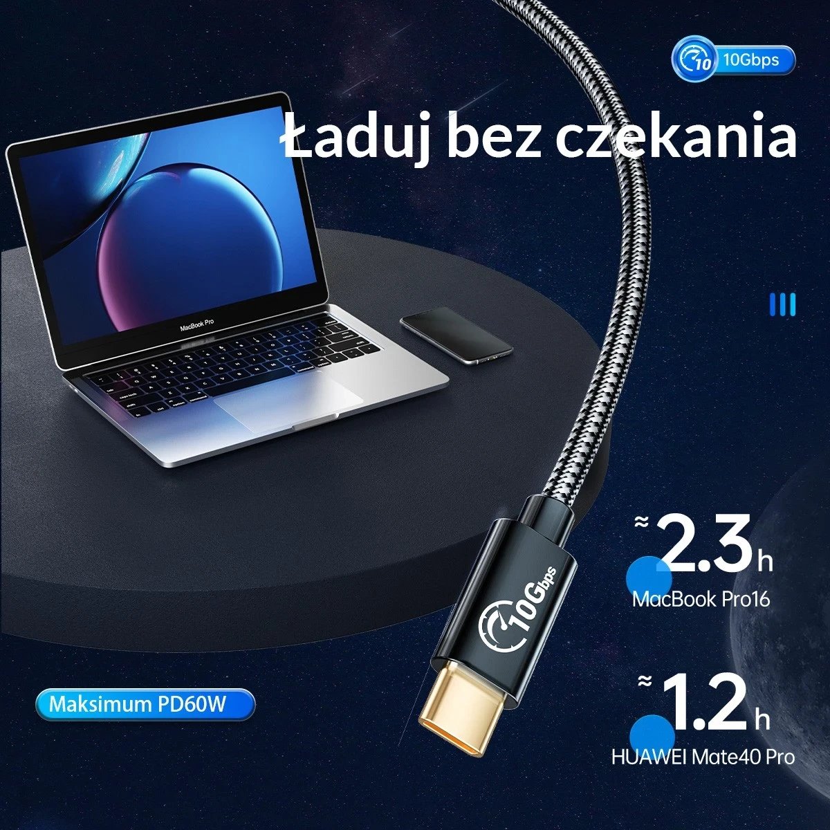 Kabllo USB-CnëUSB 3.1 Orico, e zezë 