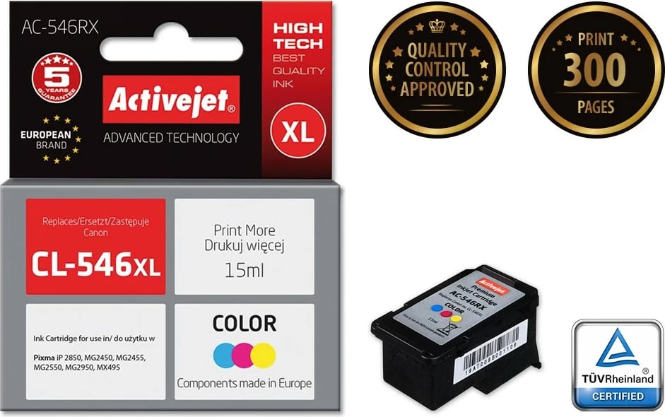 Toner zëvendësues Activejet AC-546RX për printer Canon, 15ml, shumëngjyrësh