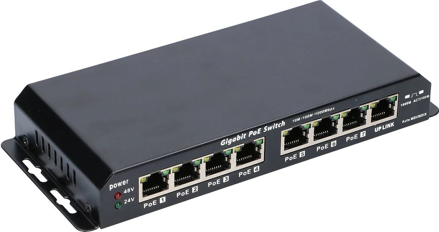 Switch Extralink KRATOS PoE 7x Gigabit, 1x Uplink, 60W, i zi