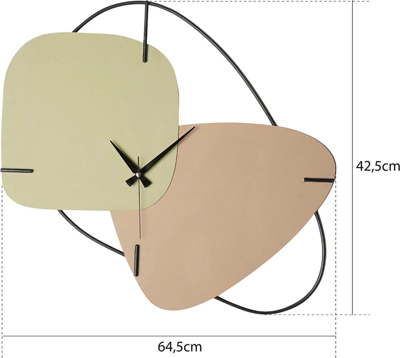 Orë muri FH4328 metalike, ngjyrë jeshile e çelur dhe kafe e çelur, 64,5x42,5H cm