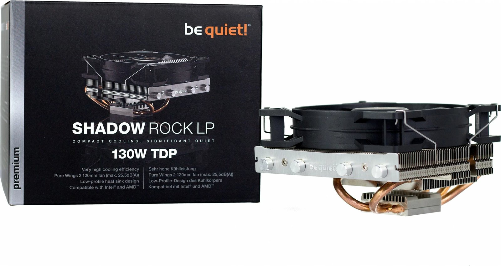 K Cooler be quiet! Shadow Rock LP, 1700, FMx, AM3/4%5, 115x, 1200, 2011, TDP 130W, Ngjyrë e zezë, bakër, argjend