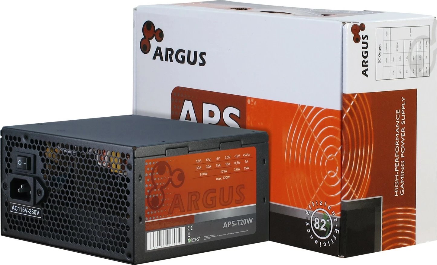 Kasë Inter-Tech Argus APS, 720 W, 115 - 230 V, 47 - 63 Hz, e zezë