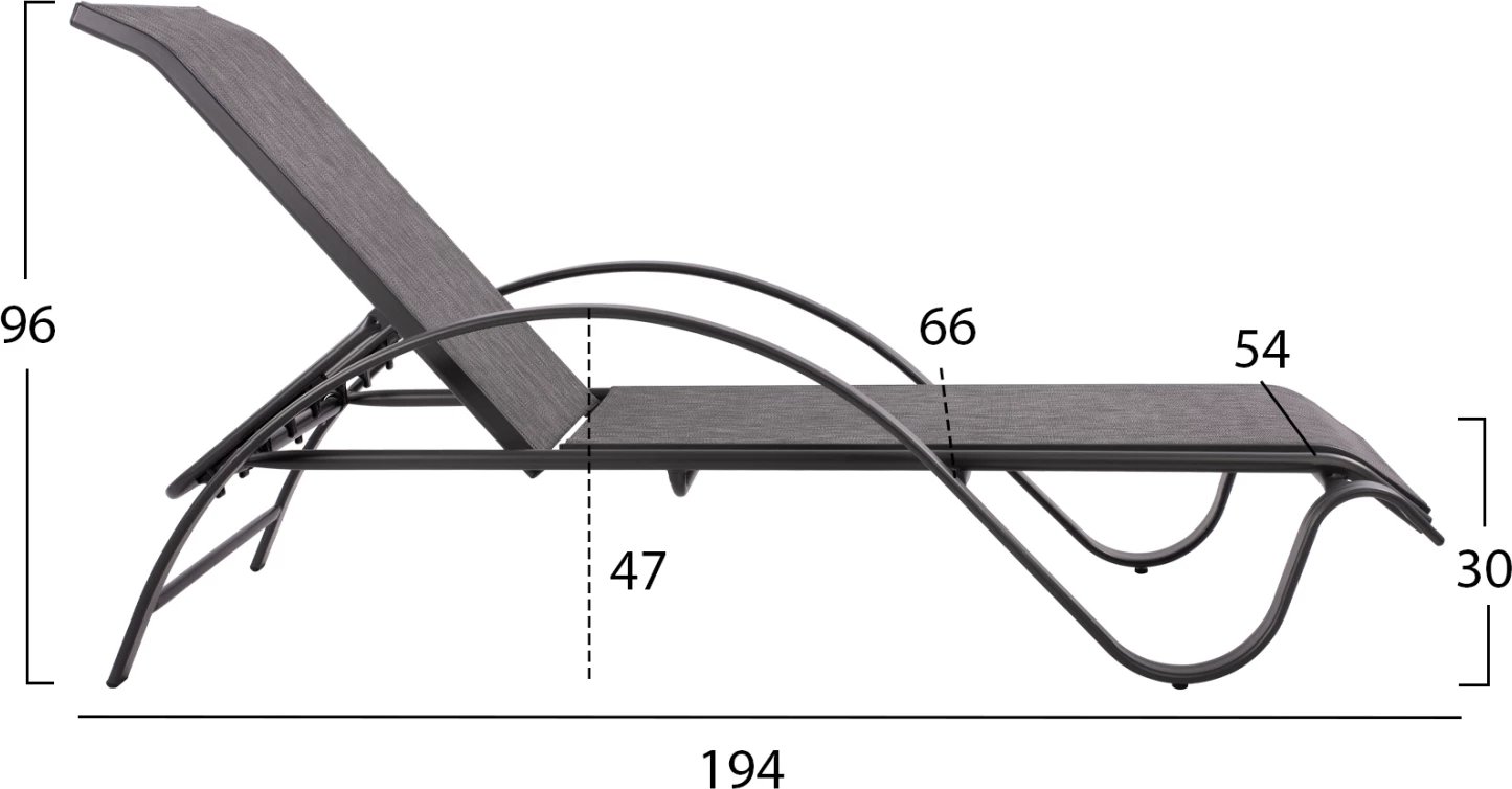 Shtrat dielli alumini gri me tekstilene gri FH5133.01 194x54-66x30 cm.