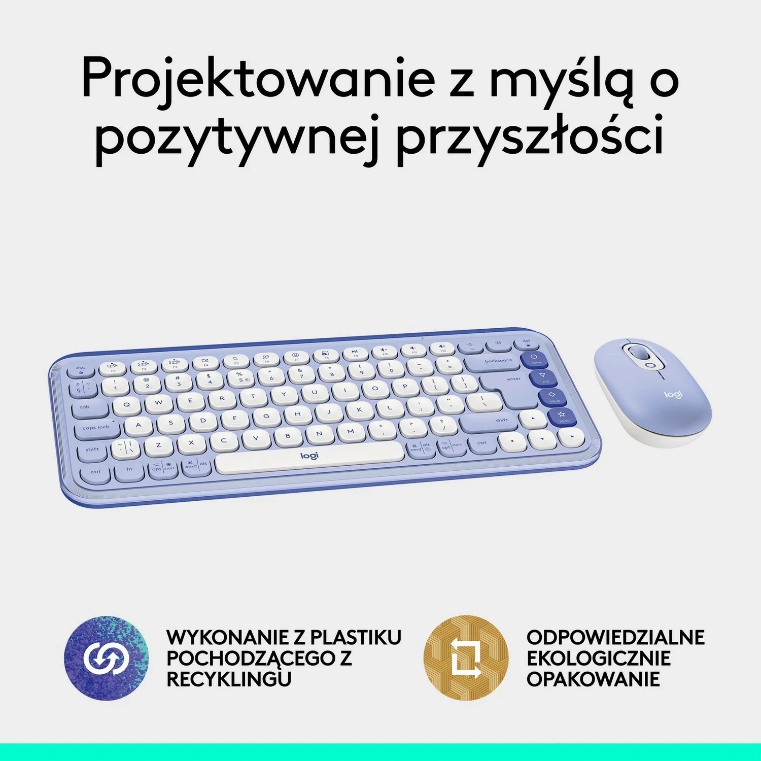 Tastierë me maus Logitech POP ICON Combo, Fioletowy