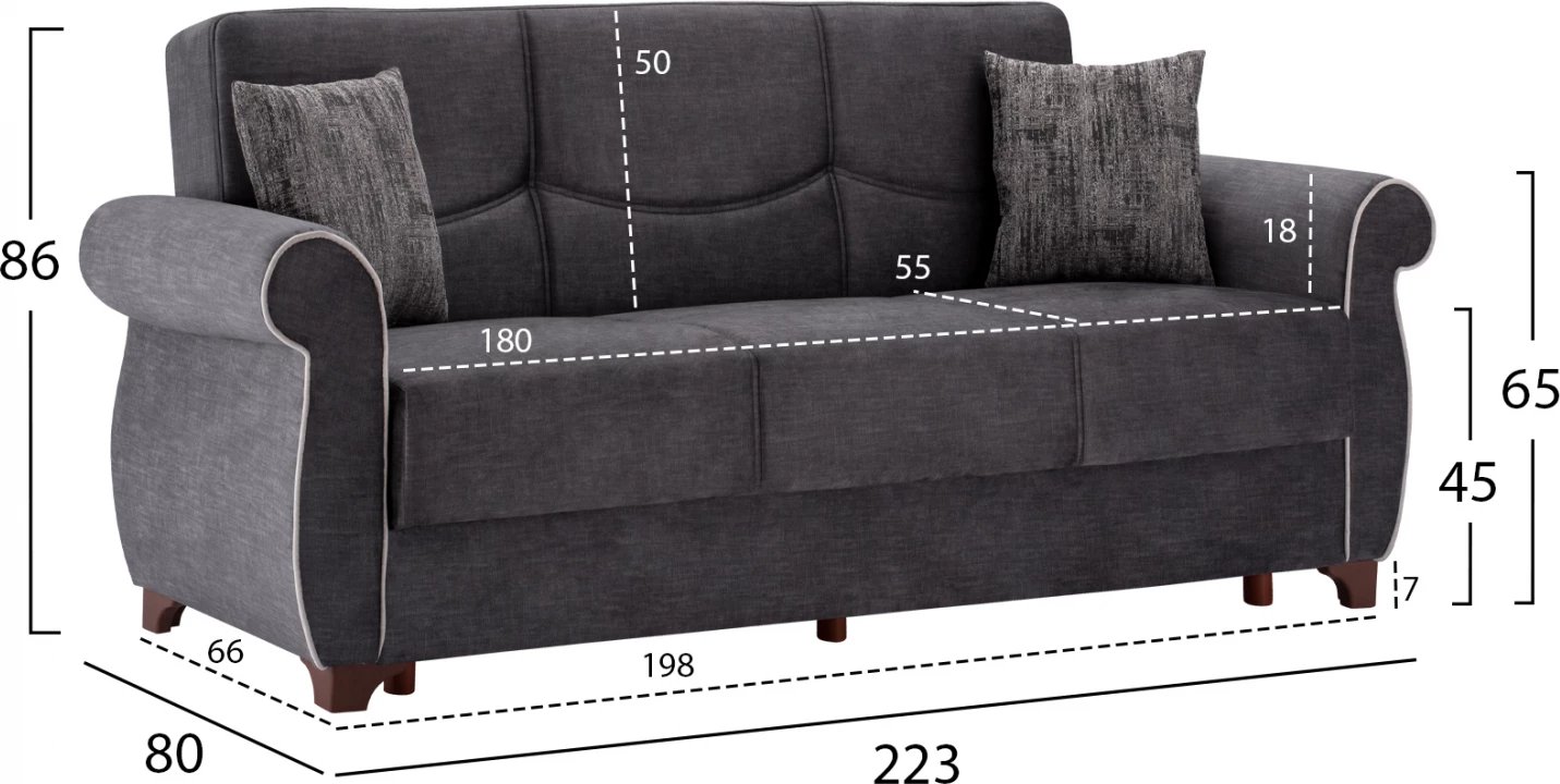 Set dhome ndenje 2 pjesë, divan 2 ulës dhe 3 ulës Milas FH3068.11, gri