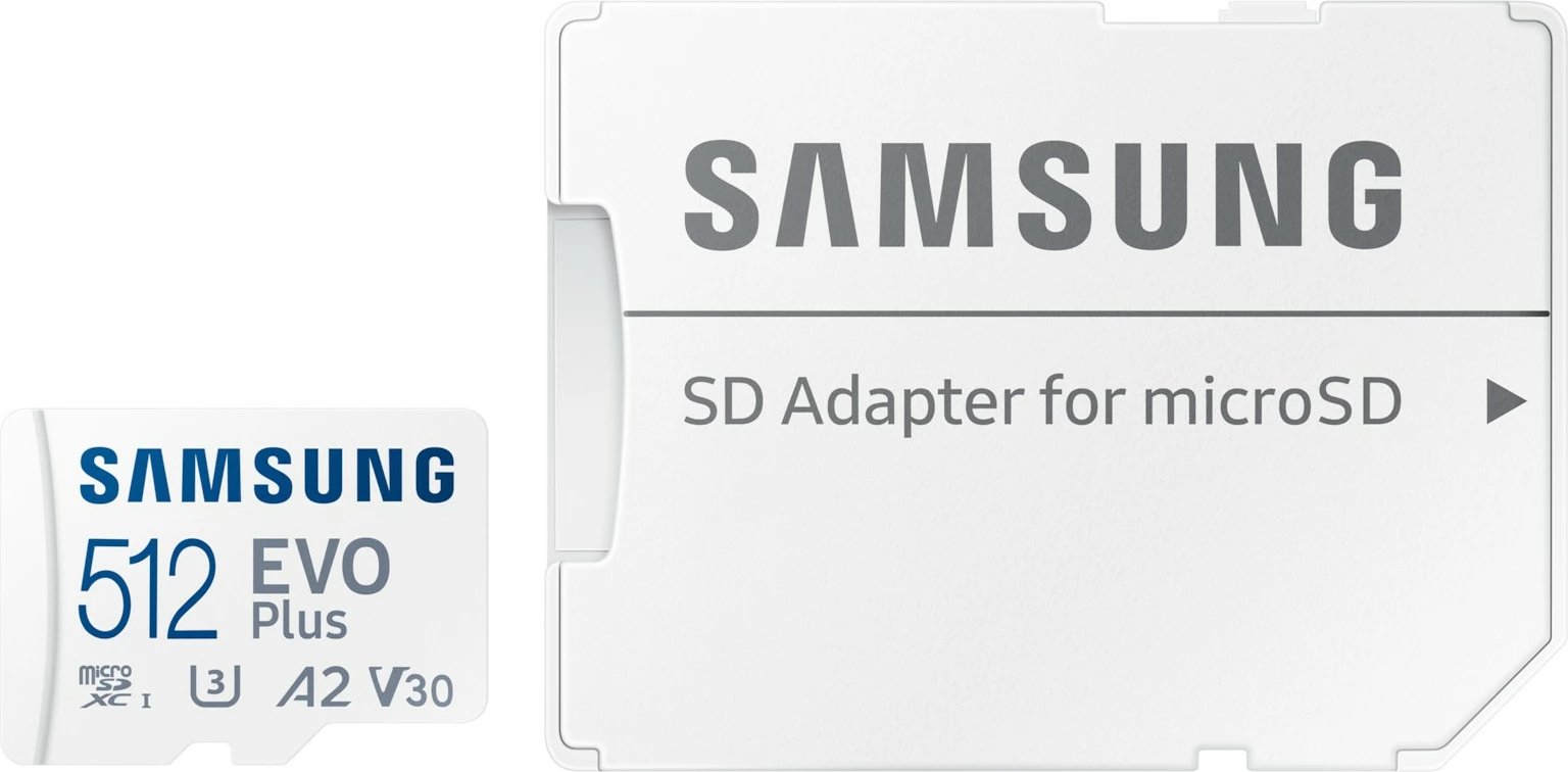 Kartelë MicroSDXC Samsung MB-MC512S, 512 GB, UHS-I, 160 MB/s, Class 3 (U3), V30, Bardhë