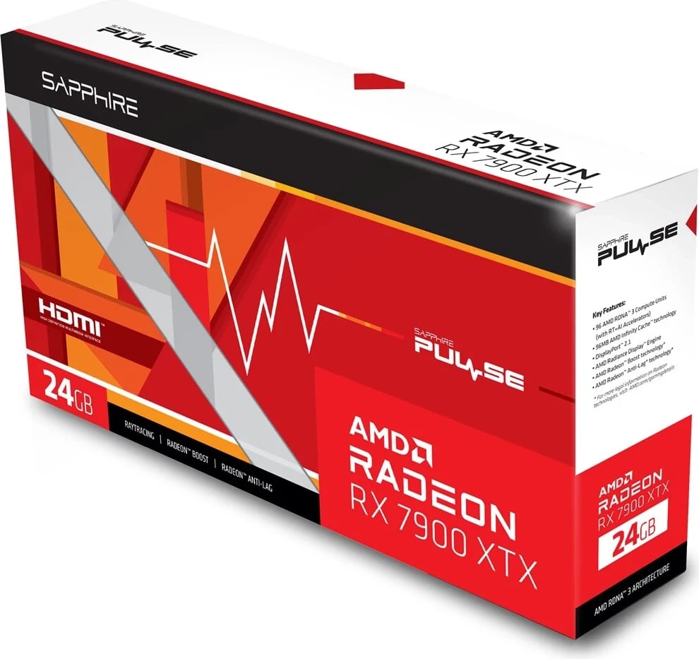 Kartë Grafike Sapphire PULSE Radeon RX 7900 XTX, AMD 24 GB GDDR6