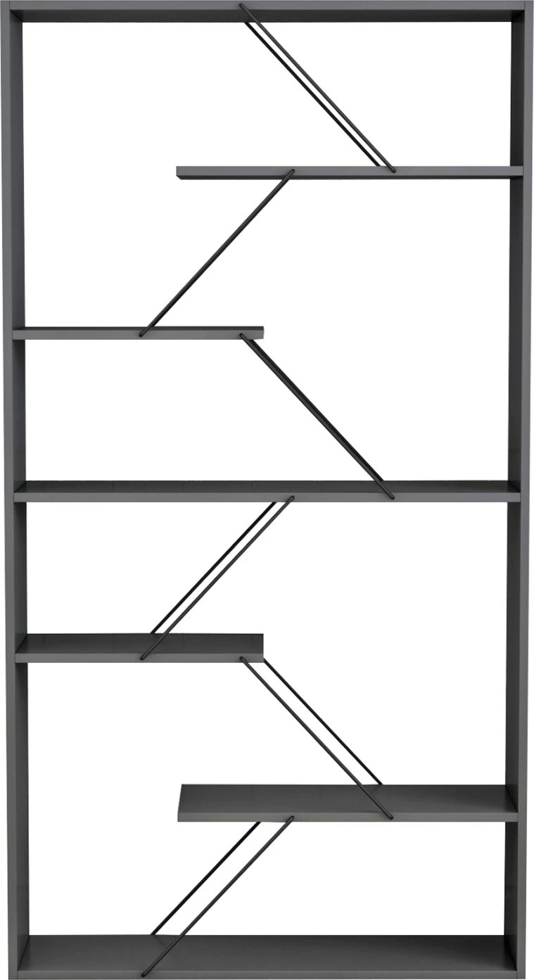 Raft librash TARS, melamin gri, shufra metali të zeza, FH2240.20, 84x24x157H cm.