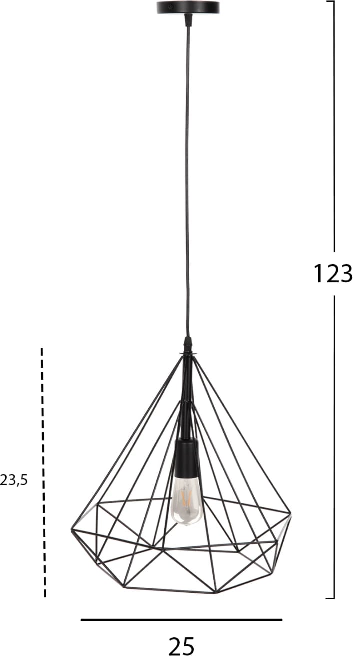 Llambë varëse tavani, metal i zi, FH4040, 25x22x123 cm