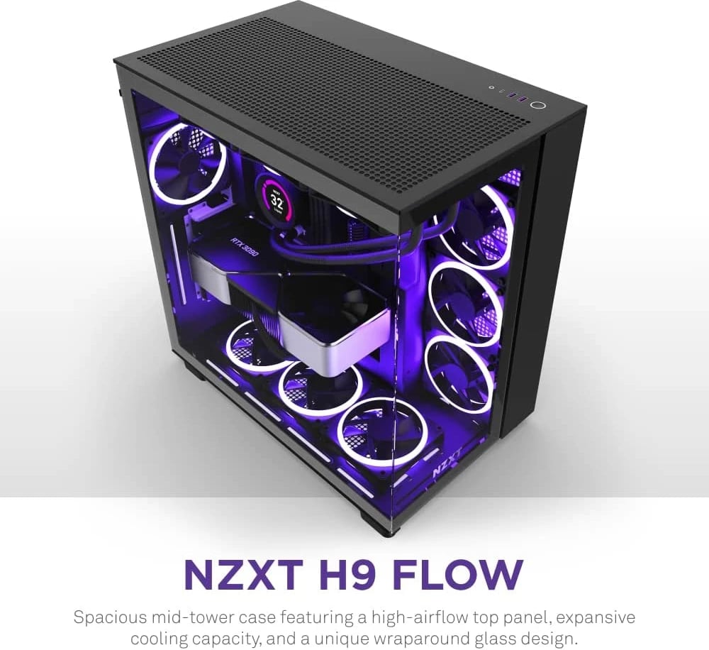 Kasë kompjuteri NZXT H9 Flow (CM-H91FB-01) - e zezë