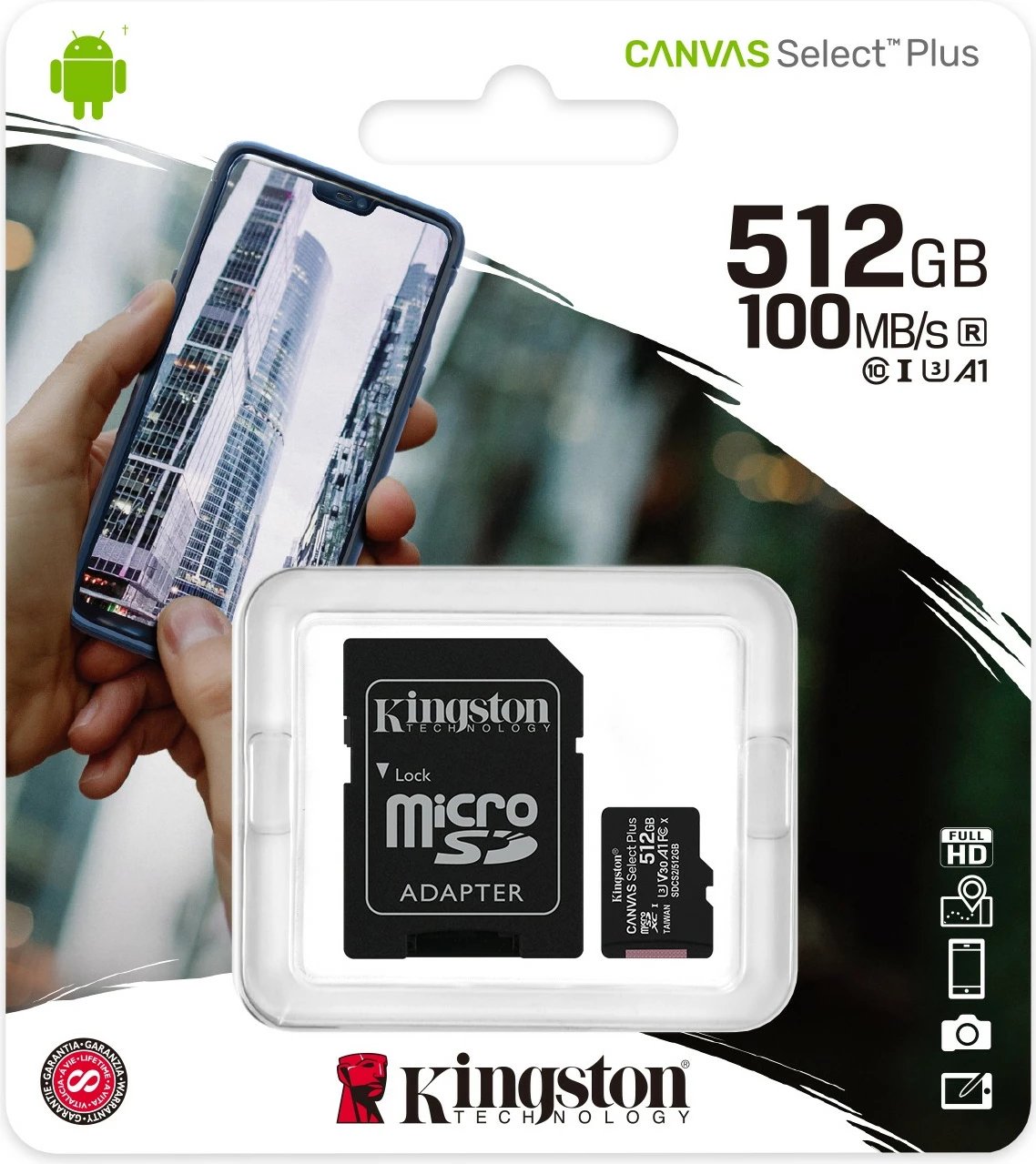 Kartelë microSDXC Kingston Canvas Select Plus 512GB, Class 10, UHS-I, e zezë