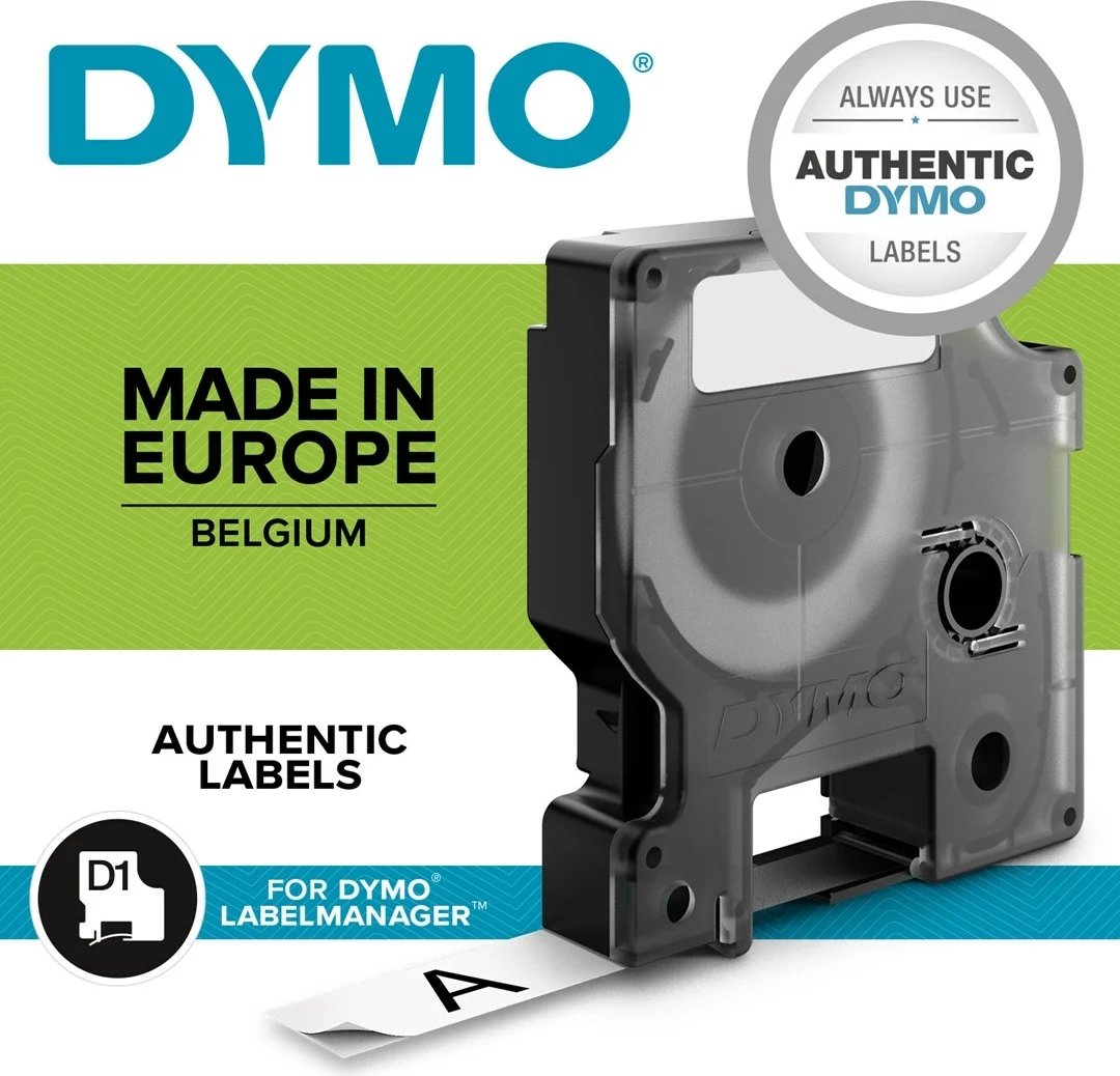 Kasetë etiketuese DYMO D1 Durable, 12mm, E zezë në të bardhë