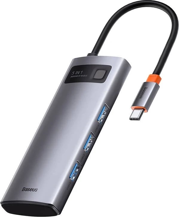 Hub USB-C 5në1 Baseus, me 3x USB 3.0 + HDMI + USB-C PD