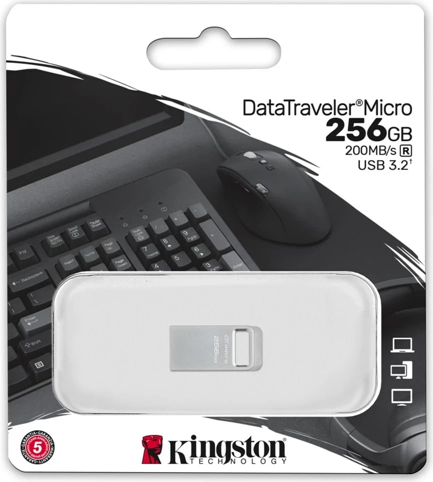 USB Kingston DataTraveler 256GB, Metal, Argjendtë