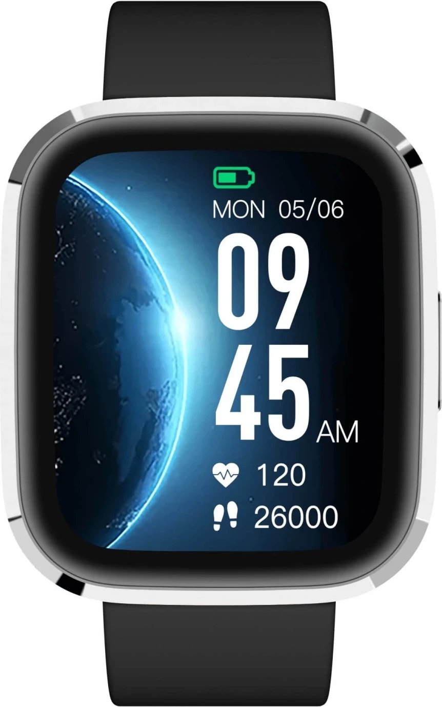 Smartwatch Garett GRC Style, 128 MB, 1.7 inch, i zi dhe argjendtë