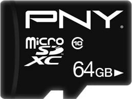 Kartelë MicroSDXC PNY Performance Plus, 64 GB, e zezë