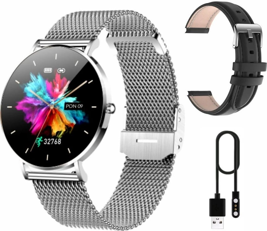 Smartwatch Manta Alexa, rrip argjendi + i zi