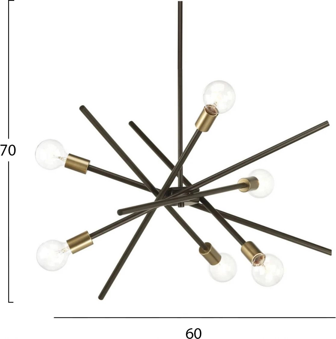 Llambë varëse për tavan, shumë drita, metalike, e zezë dhe e artë, FH7401.01, 60x70 cm