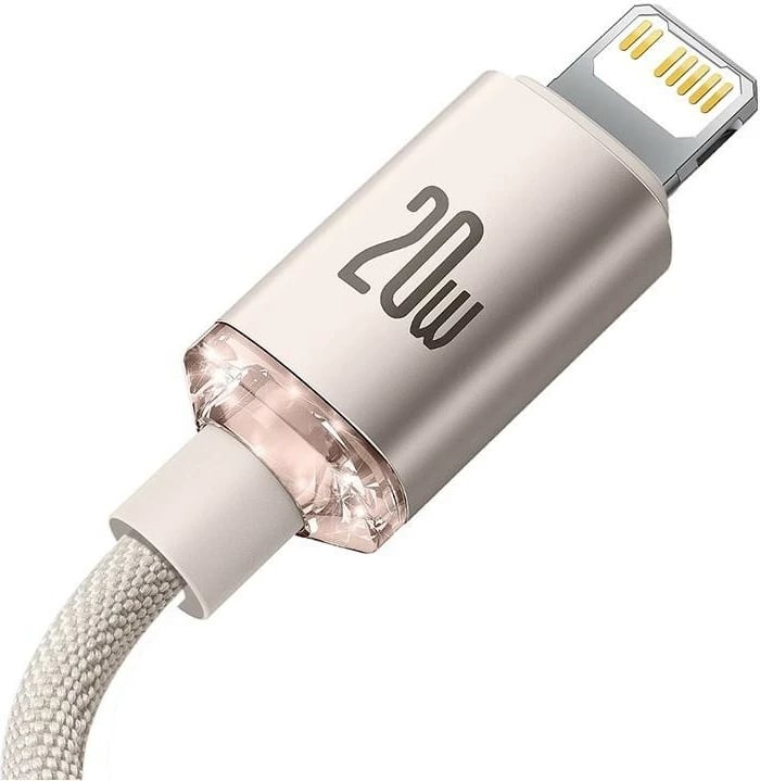 Kabëll Baseus Crystal Shine USB-C Lightning 20W 2m rozë