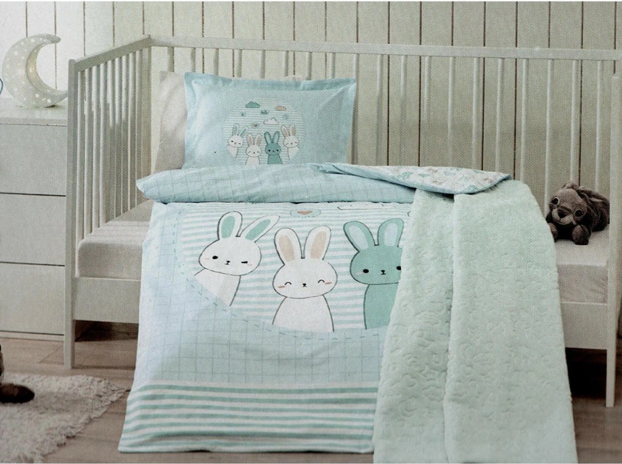 Set për krevat fëmijësh Özdilek Hello Rabbit, blu