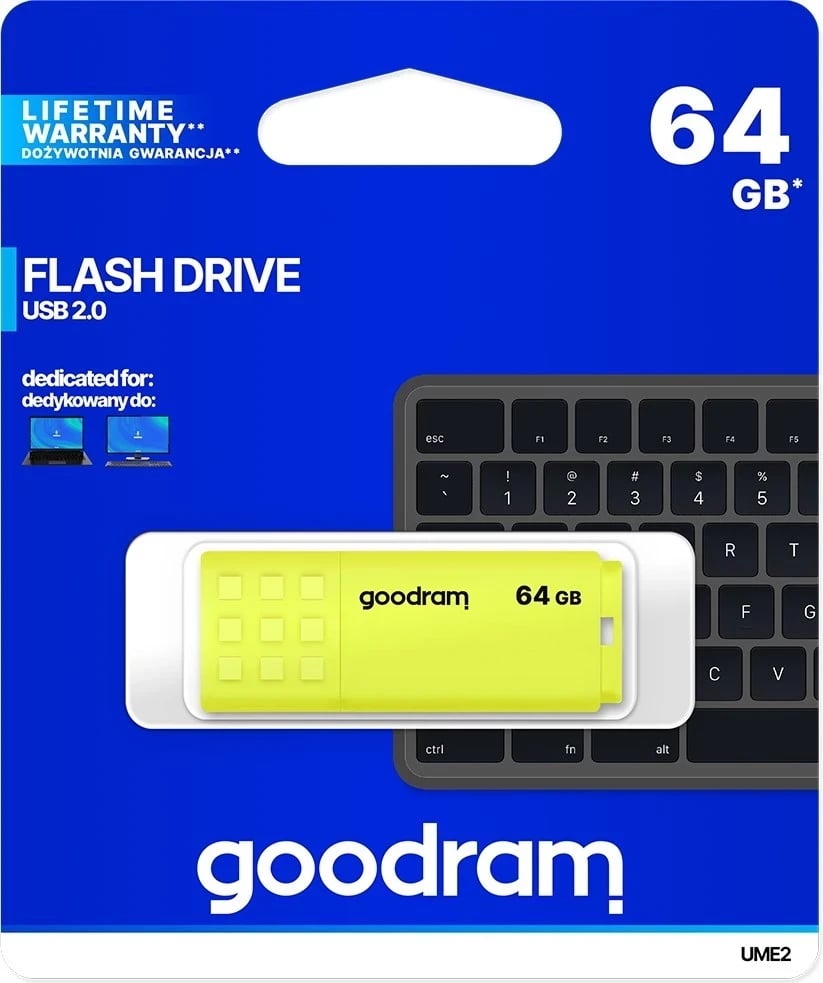 USB Flash Drive GoodRAM, 64GB, e verdhë