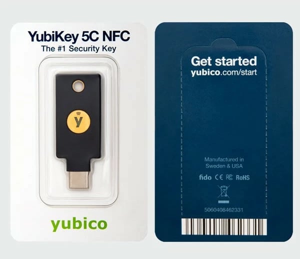 Çelës sigurie YubiKey 5C NFC, USB-C, i zi