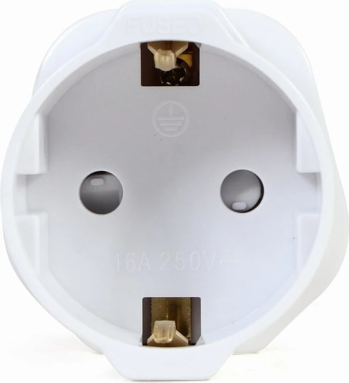 Adapter AC GEMBIRD A-AC-EUFUKM-01, EU Schuko socket në UK plug, 13 A, e bardhë