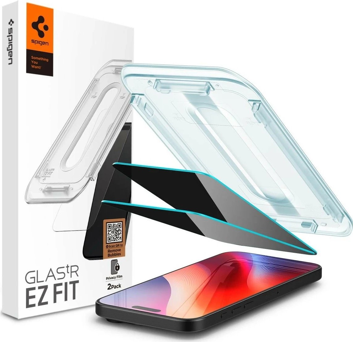 Xham privatësie Spigen GLAS.TR EZ FIT, Apple iPhone 16 Pro Max, 2-pak, ngjyrë e zezë