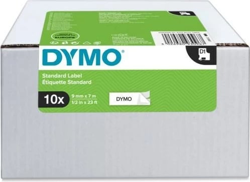 Etiketa vetëngjitëse DYMO D1 Multipack, 9mm x 7m, 10 copë, Bardhë