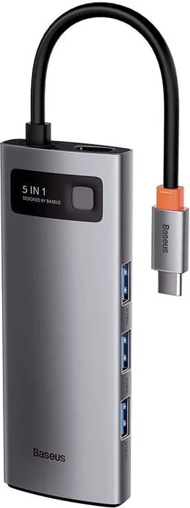 Hub USB-C 5në1 Baseus, me 3x USB 3.0 + HDMI + USB-C PD