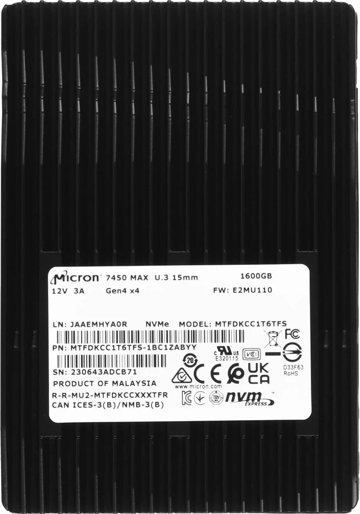 SSD Micron 7450 MAX 1.6TB për Server, PCI 4.0