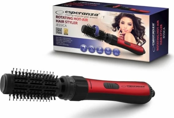 Brushë stiluese për flokë Esperanza EBL008, 1000W, e kuqe / e zezë 