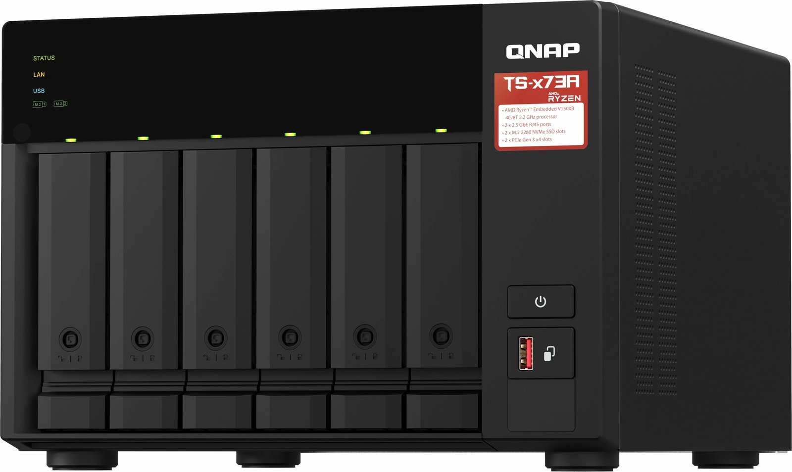 NAS QNAP TS-673A, Tower, AMD Ryzen V1500B, 8 GB, DDR4