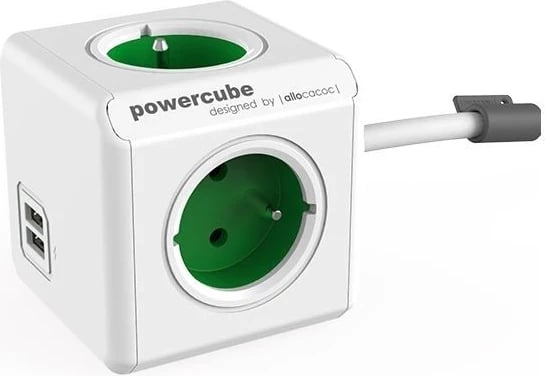 Kub i rrymës PowerCube Extended USB 4 gniazda 2x USB 1.5m, i gjelbër