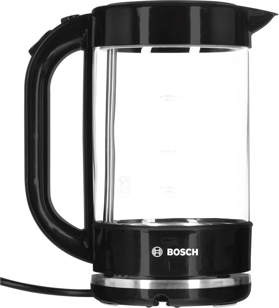 Vluese uji Bosch TWK70B03, 1.7 L, 2400 W, e zezë / transparente 