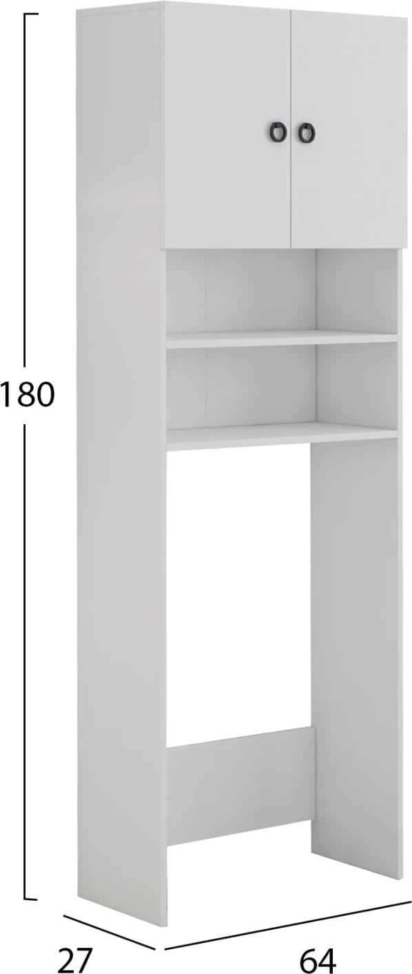 Mobilje për lavatriçe, me dollap dhe rafte, melaminë e bardhë, 64Χ27Χ180H cm, FH9122.11