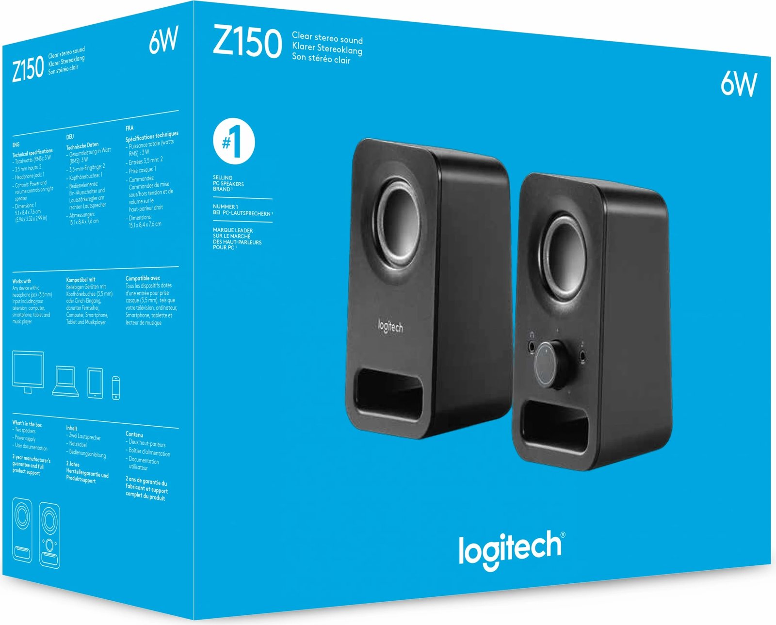 Altoparlantë multimedia Logitech z150, 2.0 kanale, 3W, të zeza 