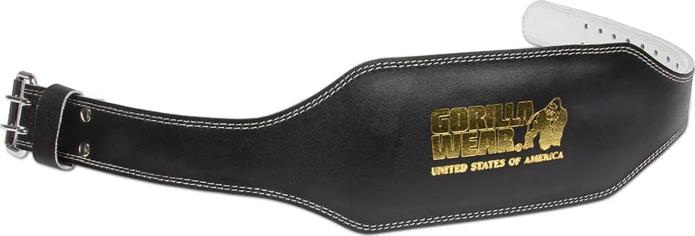 Gorilla Wear 6 Inch Padded Leather Lifting Belt - Black/Gold