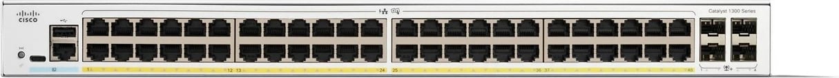 Switch Cisco Catalyst C1300-48P-4X, 48 Port GE, PoE, 4x10GE SFP+, Bardhë