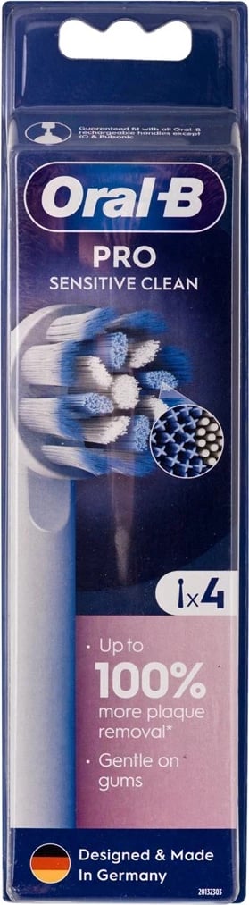 Koka furçe Braun Oral-B EB60X Sensitive Clean, 4 copë, Bardhë